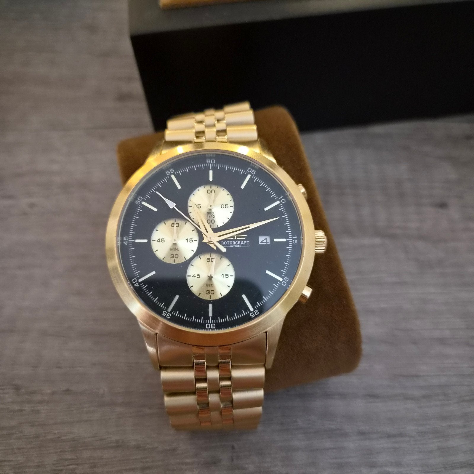 Gouden Rotoncraft horloge - batterij leeg, Overige merken, Gebruikt, Polshorloge, Ophalen of Verzenden