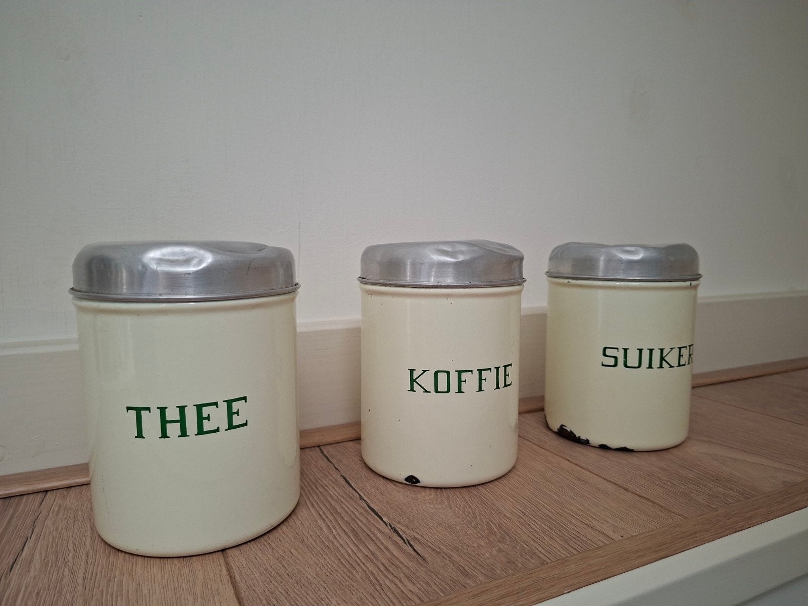 Retro opbergbussen emaille 15.00 set, Huis en Inrichting, Ophalen of Verzenden, Gebruikt, Overige materialen