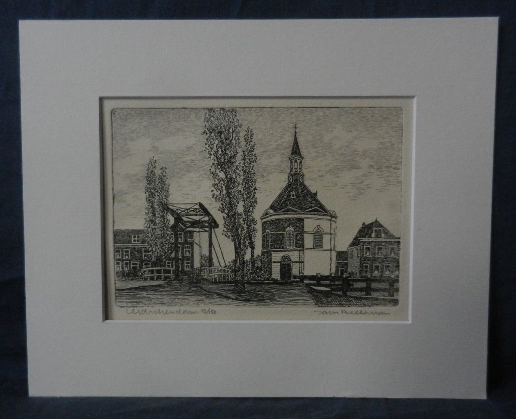 Leuke ets Historisch Leidschendam Jan Beekman 10,5x15,0 cm., Antiek en Kunst, Met tekst, Stadsgezicht, Ophalen of Verzenden, 11 cm