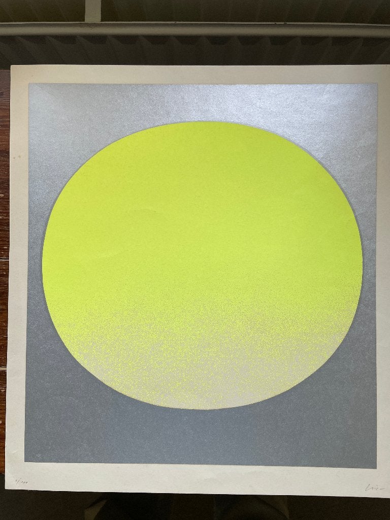 Rupprecht Geiger Gelber Kreiss auf Silber 1968, Abstract, Zeefdruk, Gelimiteerde oplage, Ophalen of Verzenden