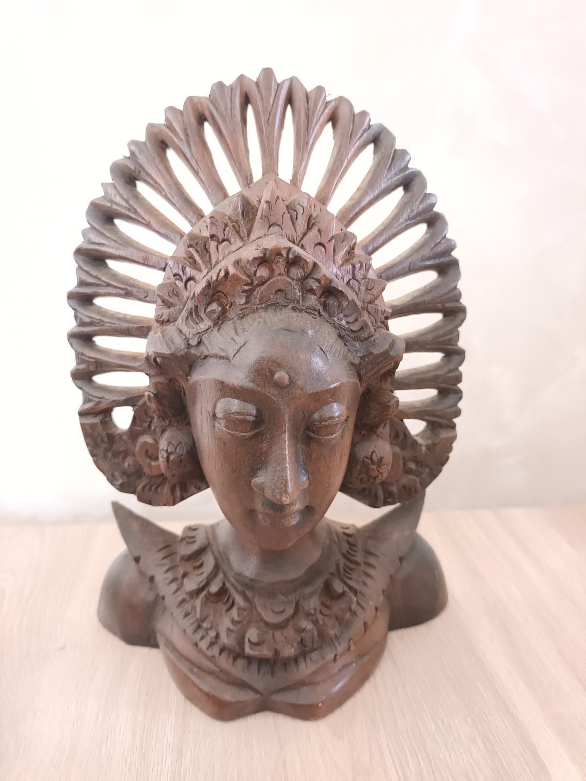 Balinese houten buste danseres/Godin - Klassiek Handgesne, Ophalen, Hout, Minder dan 20 cm