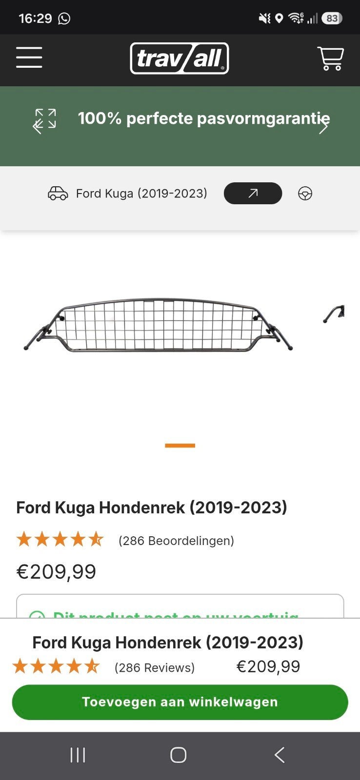 Ford Kuga Hondenrek (2019-2023), Ophalen, Zo goed als nieuw