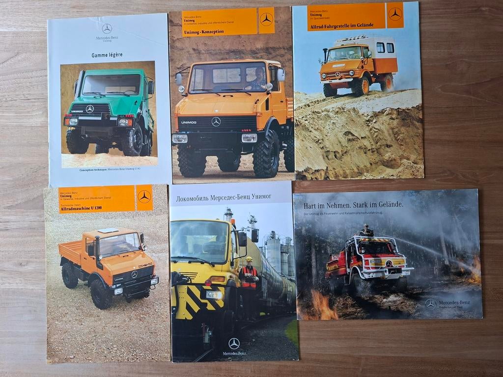 20 Unimog brochures, Ophalen of Verzenden, Gelezen, Mercedes