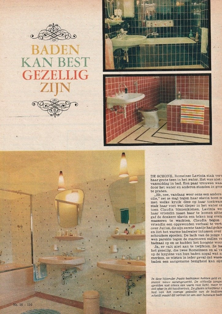 vintage knipsels 1966 Badkamer interieur jaren 60, Verzenden, 1960 tot 1980, Nederland, Tijdschrift