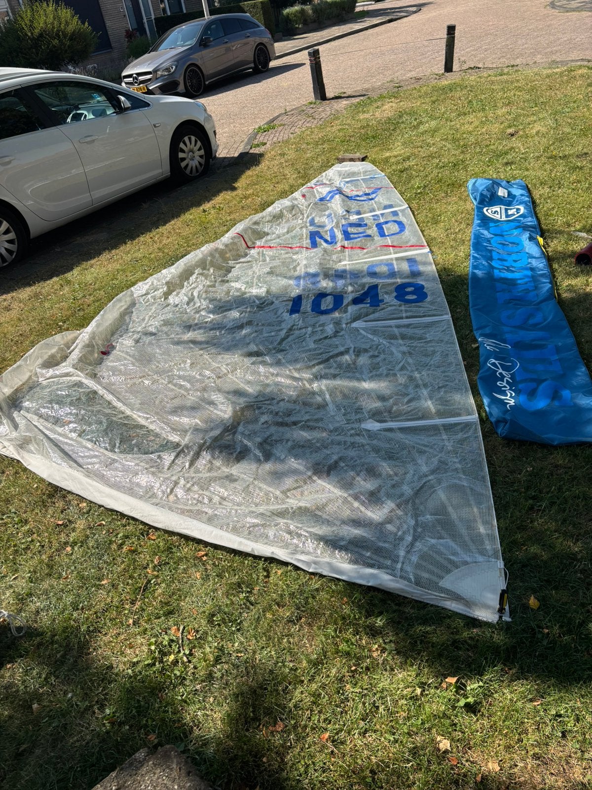 Te koop: Finn Victory Finnjol zeil in prima staat., Watersport en Boten, Ophalen, Zo goed als nieuw, Minder dan 15 m²