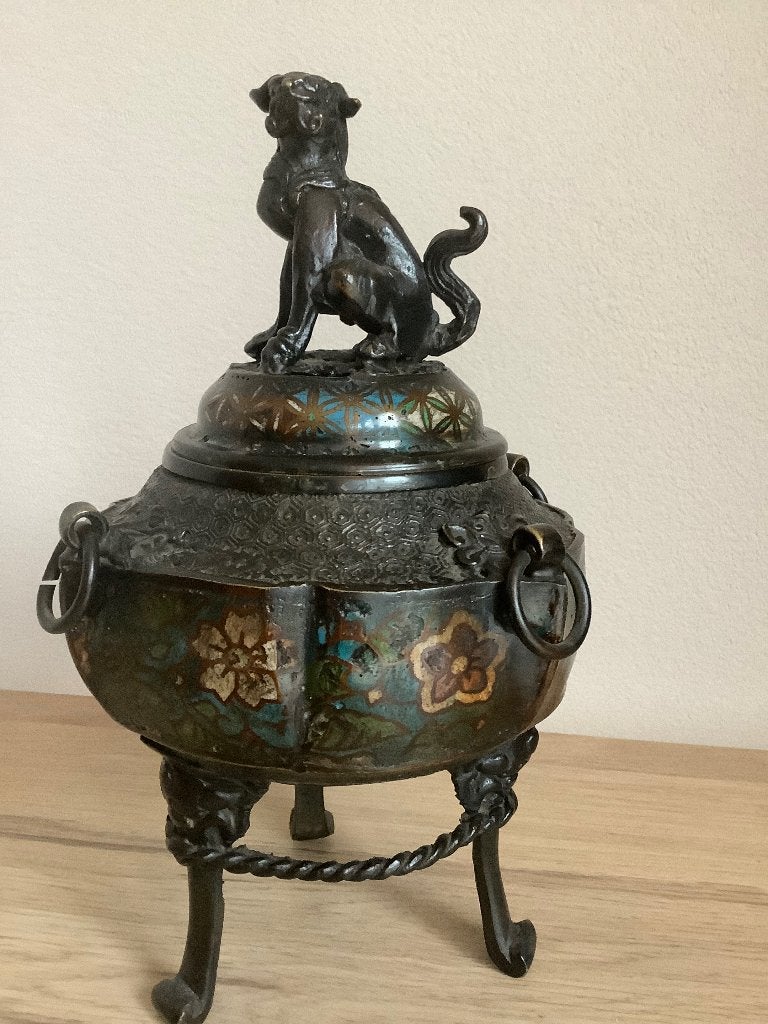 Bronzen cloisonne wierookbrander, China, Ophalen, Brons