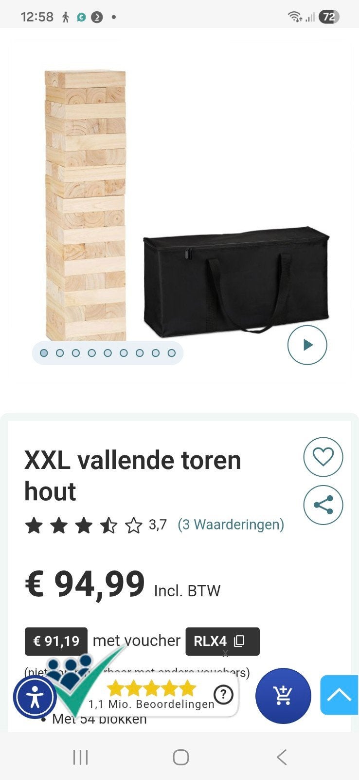 vallende toren hout xxl, Ophalen of Verzenden, Nieuw