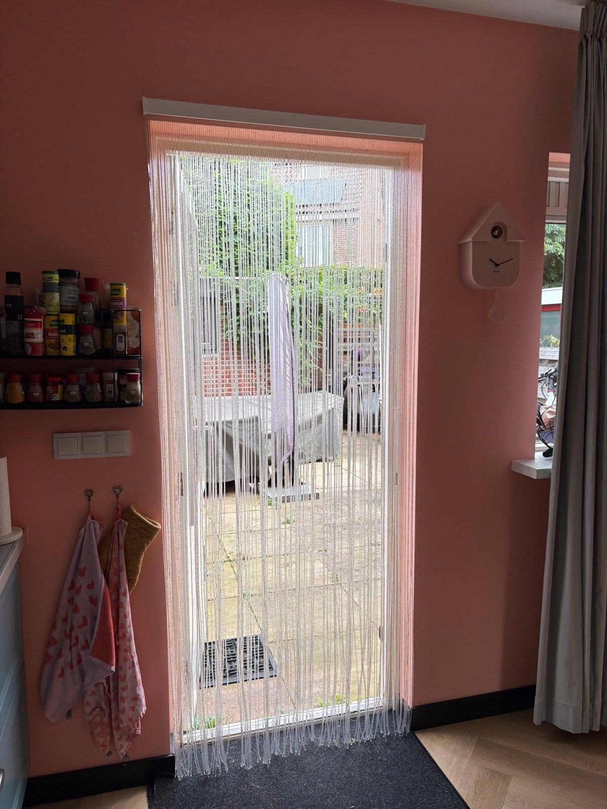 Vliegengordijn met glitters, wit/transparant, Huis en Inrichting, Ophalen, Gebruikt, Wit, Vliegengordijn