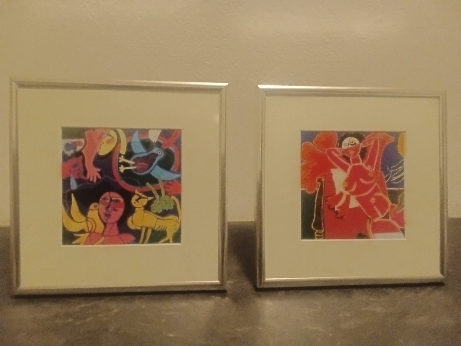 2 mooie  Lijstjes met kleurijke  Corneille afb.  21 x 21, Antiek en Kunst, Kunst | Litho's en Zeefdrukken, Ophalen of Verzenden