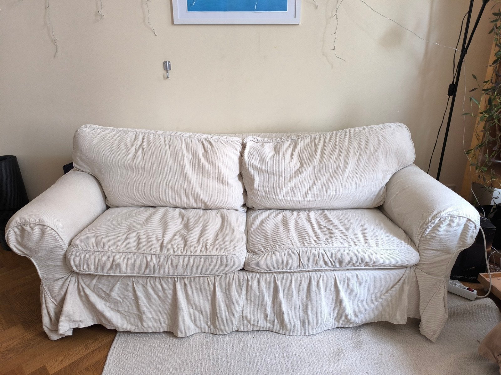 Witte slaapbank - white sofabed, Gebruikt, 90 cm, Wit, Tweepersoons