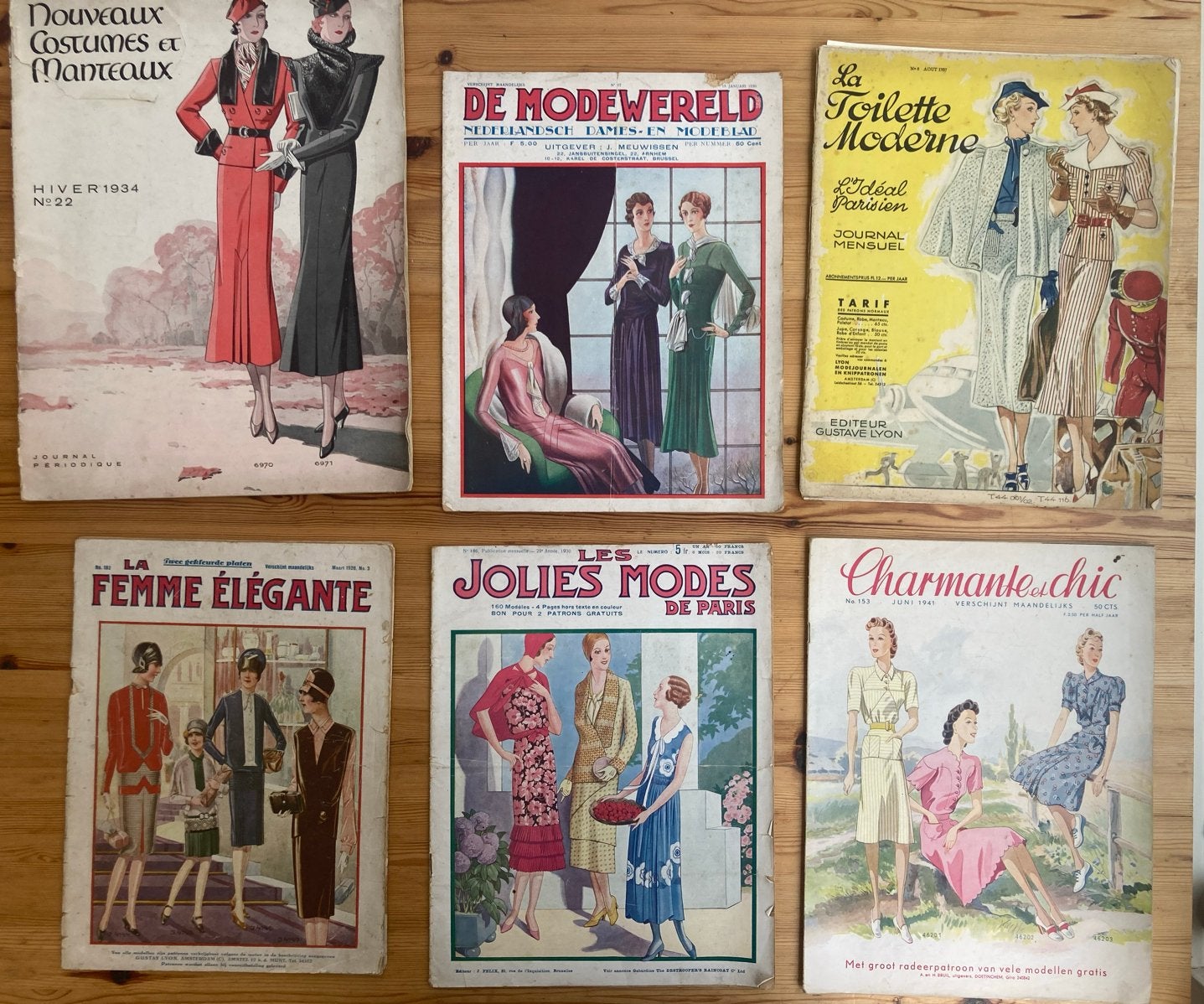 6 Oude Modetijdschriften & Losse Bladen - Jaren '20-'40, Ophalen of Verzenden, Gelezen, Mode algemeen