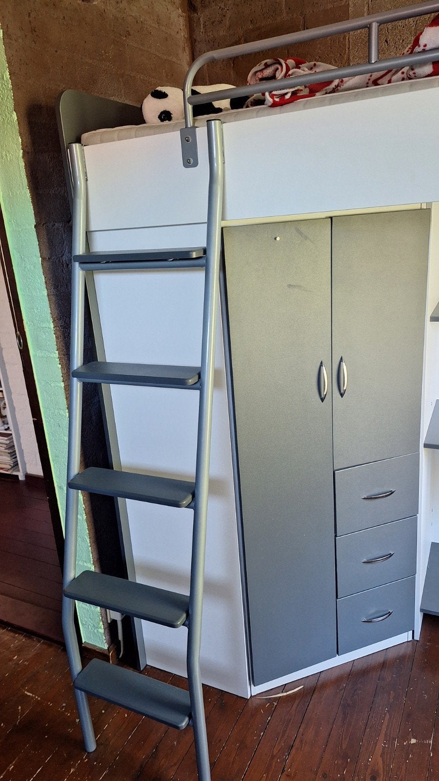 Hoogslaper met bureau en kast - Gebruikt, Ophalen, Gebruikt, Hoogslaper, Eenpersoons