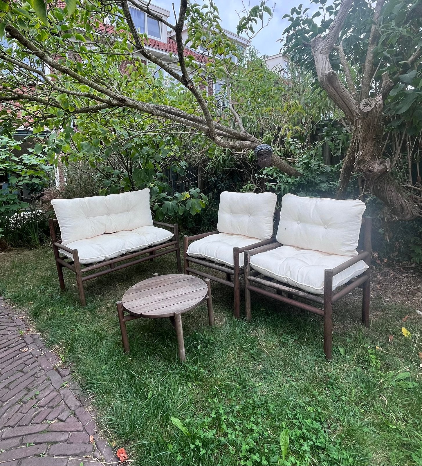 H&M HOME mango houten loungeset / tuinset (incl. kussens), Ophalen, 4 zitplaatsen, Gebruikt, Loungeset