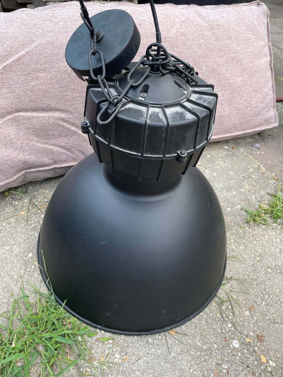 Zwarte industriële hanglamp met E27 fitting, Ophalen, Gebruikt, Metaal, E27 (groot)