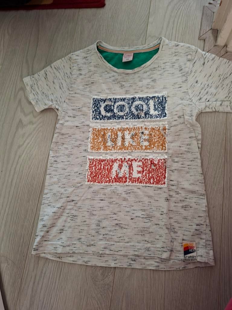 Mooi jongens T-shirt met 'COOL LIKE ME' pailletten, Ophalen of Verzenden, Gebruikt, Sturdy, Jongen