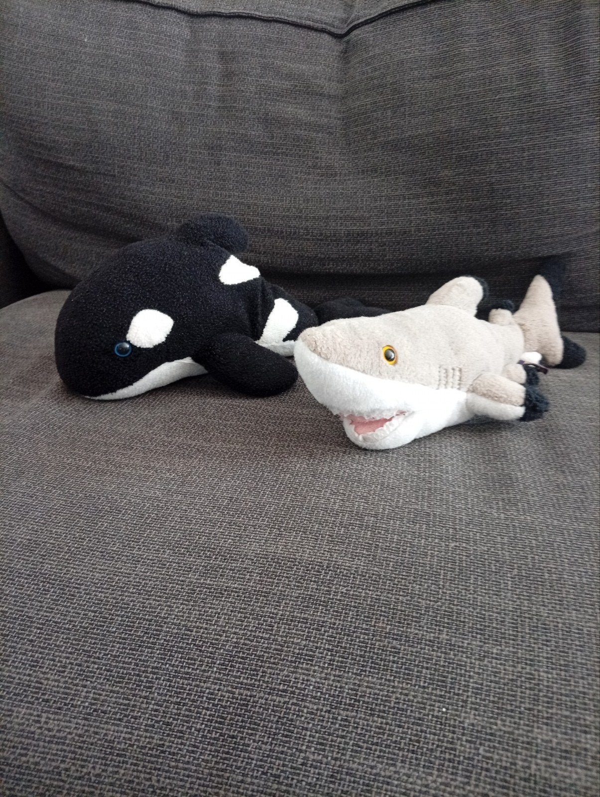 Knuffel orka en haai - Zo goed als nieuw, Overige merken, Overige typen, Zwart, Zo goed als nieuw