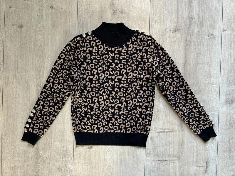 May panter print trui - Maat: S, Ophalen of Verzenden, Zo goed als nieuw, Maat 36 (S), Bruin