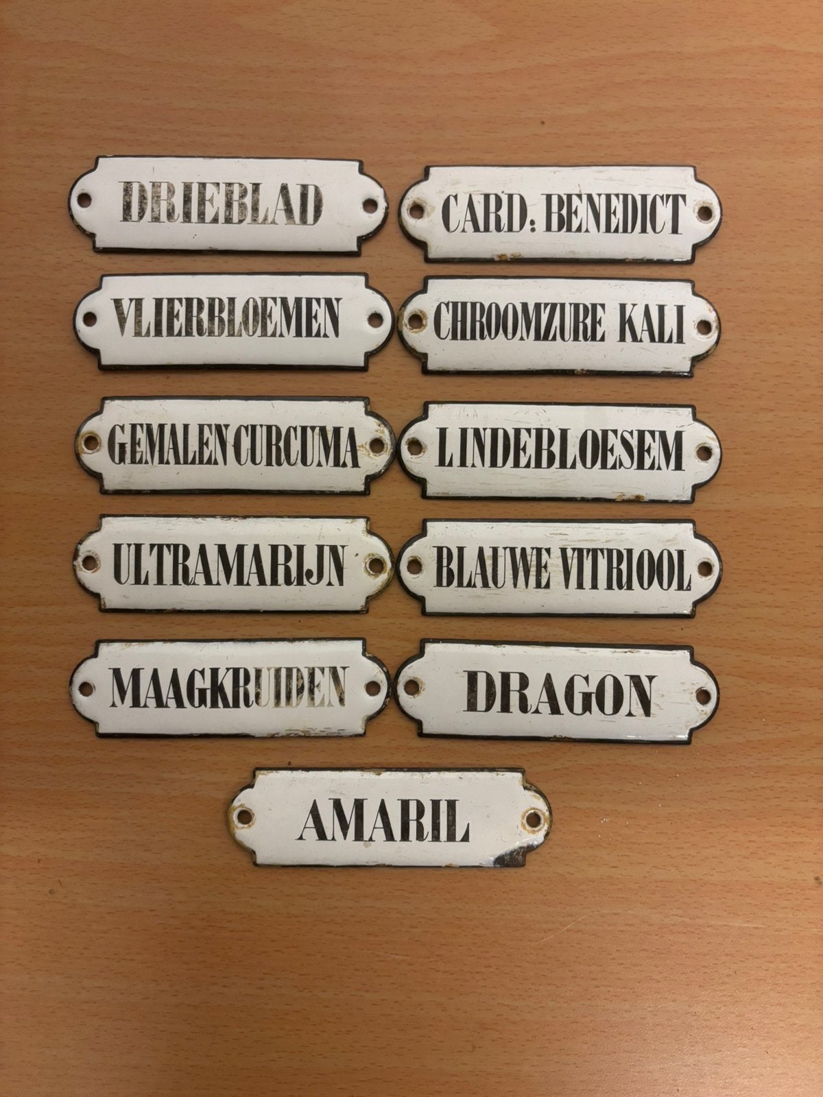 Leuke emaille bordjes deurpostjes, Verzamelen, Merken en Reclamevoorwerpen, Ophalen of Verzenden, Zo goed als nieuw, Reclamebord
