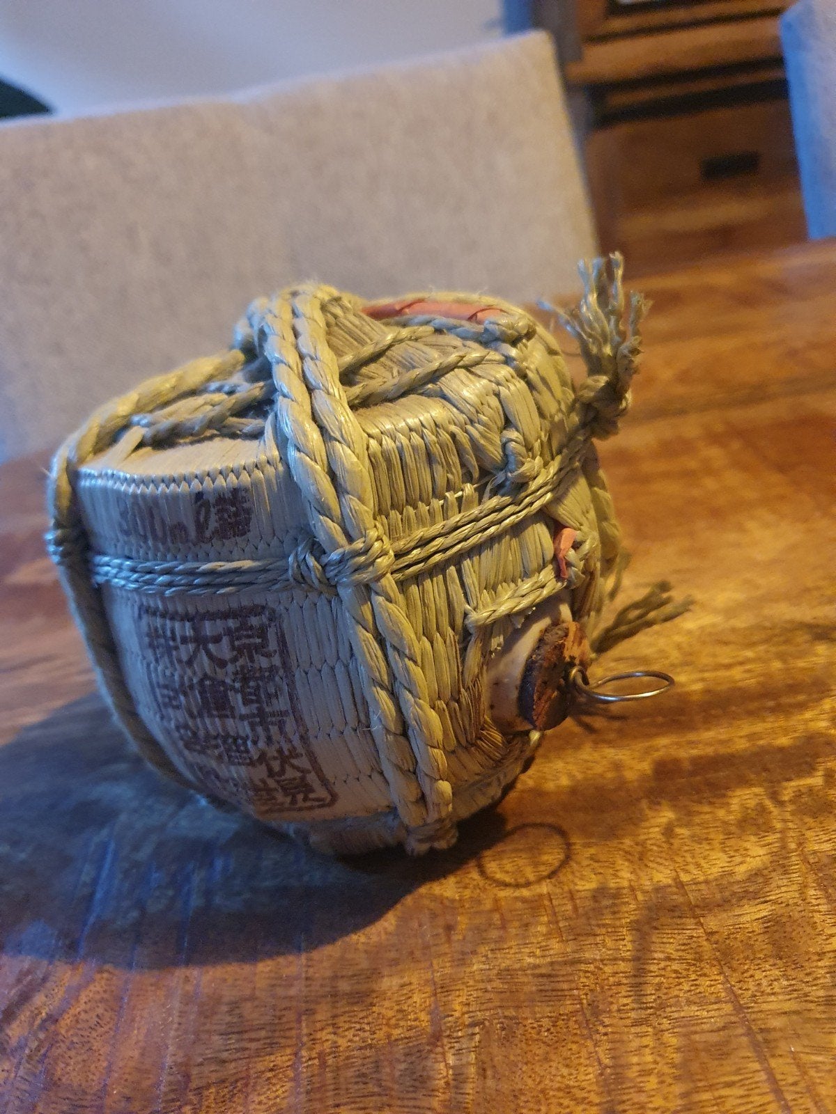 Vintage Japans Sake Vatje/Flesje met Stro Omhulsel, Ophalen of Verzenden