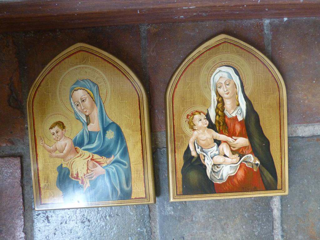 Iconen MARIA MET kIND grafische kunstdruk op Paneel gesign., Verzenden