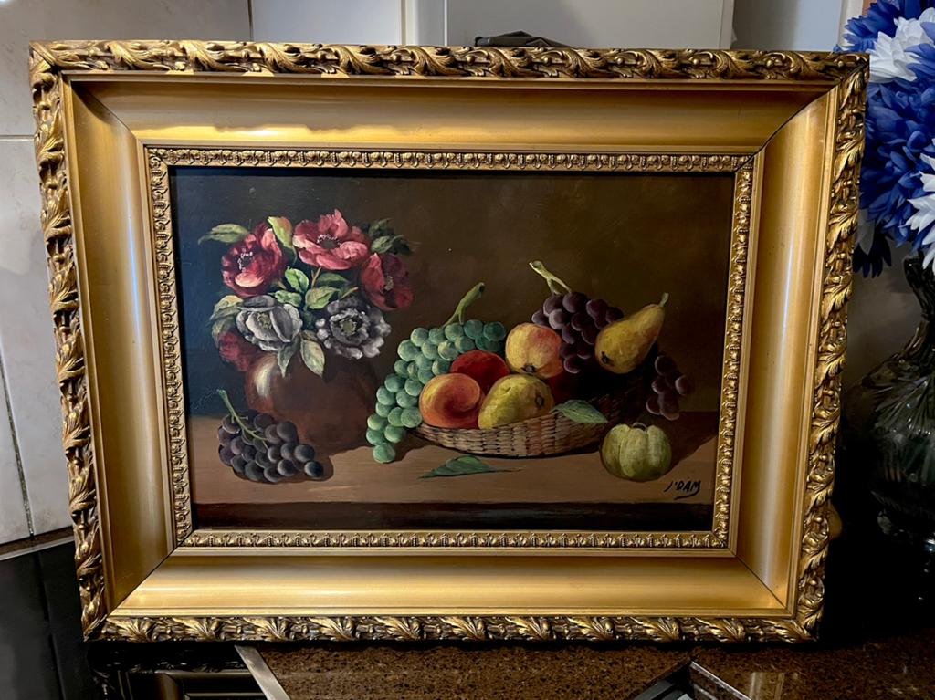Antiek olieverf stilleven schilderij, Ophalen of Verzenden