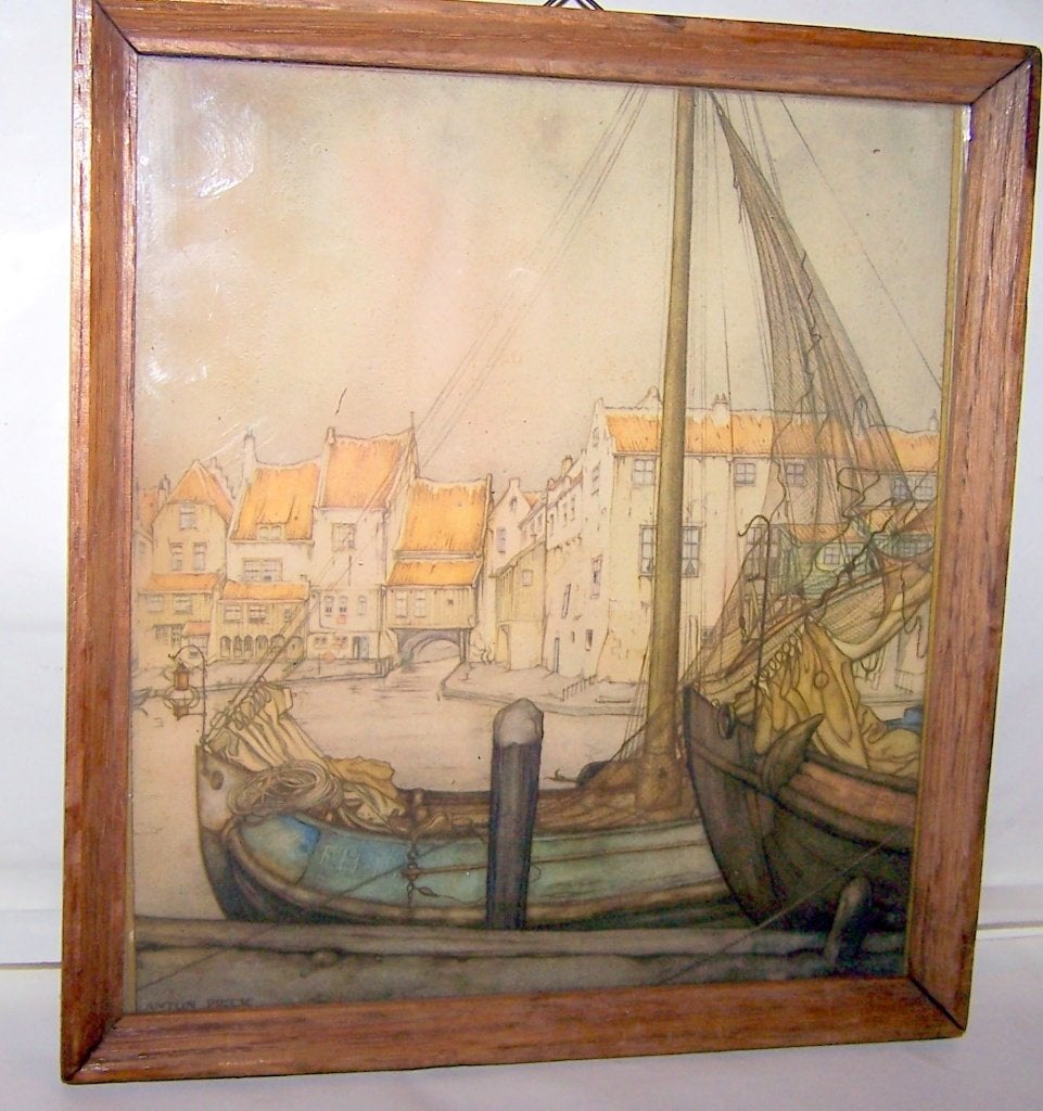 Prachtige originele prent Anton Pieck., Antiek en Kunst, Ophalen of Verzenden, Tekening, Ingelijst