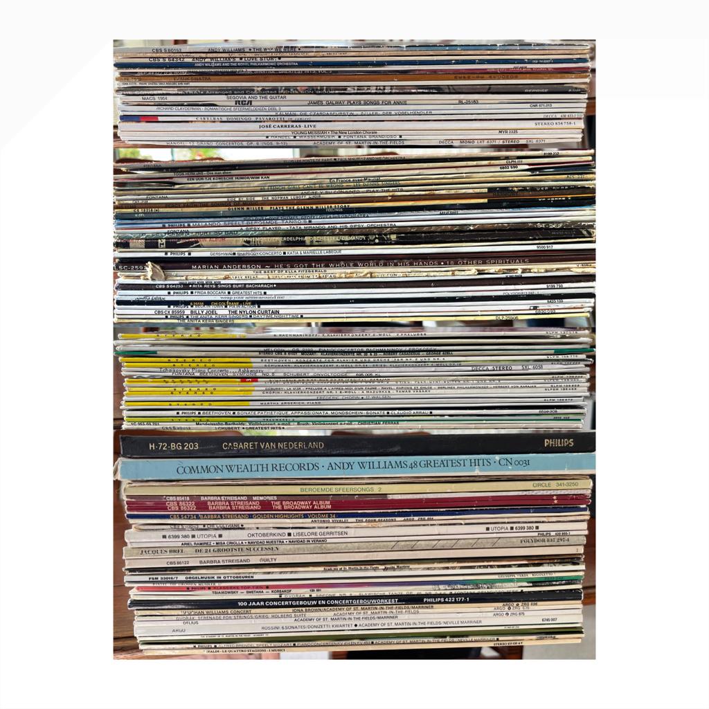 100 LP’s (vinyl) uit 1960–2000, Cd's en Dvd's, Vinyl | Pop, Ophalen, Gebruikt, Inclusief poster, 12 inch
