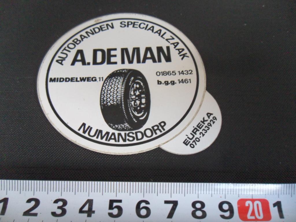 sticker Numansdorp A. DE MAN autobanden speciaalzaak, Ophalen, Zo goed als nieuw