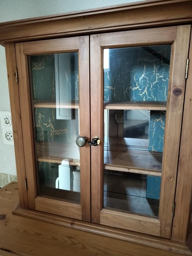 Hangkastje met glazen deuren, Huis en Inrichting, Kasten | Overige, Ophalen, Gebruikt