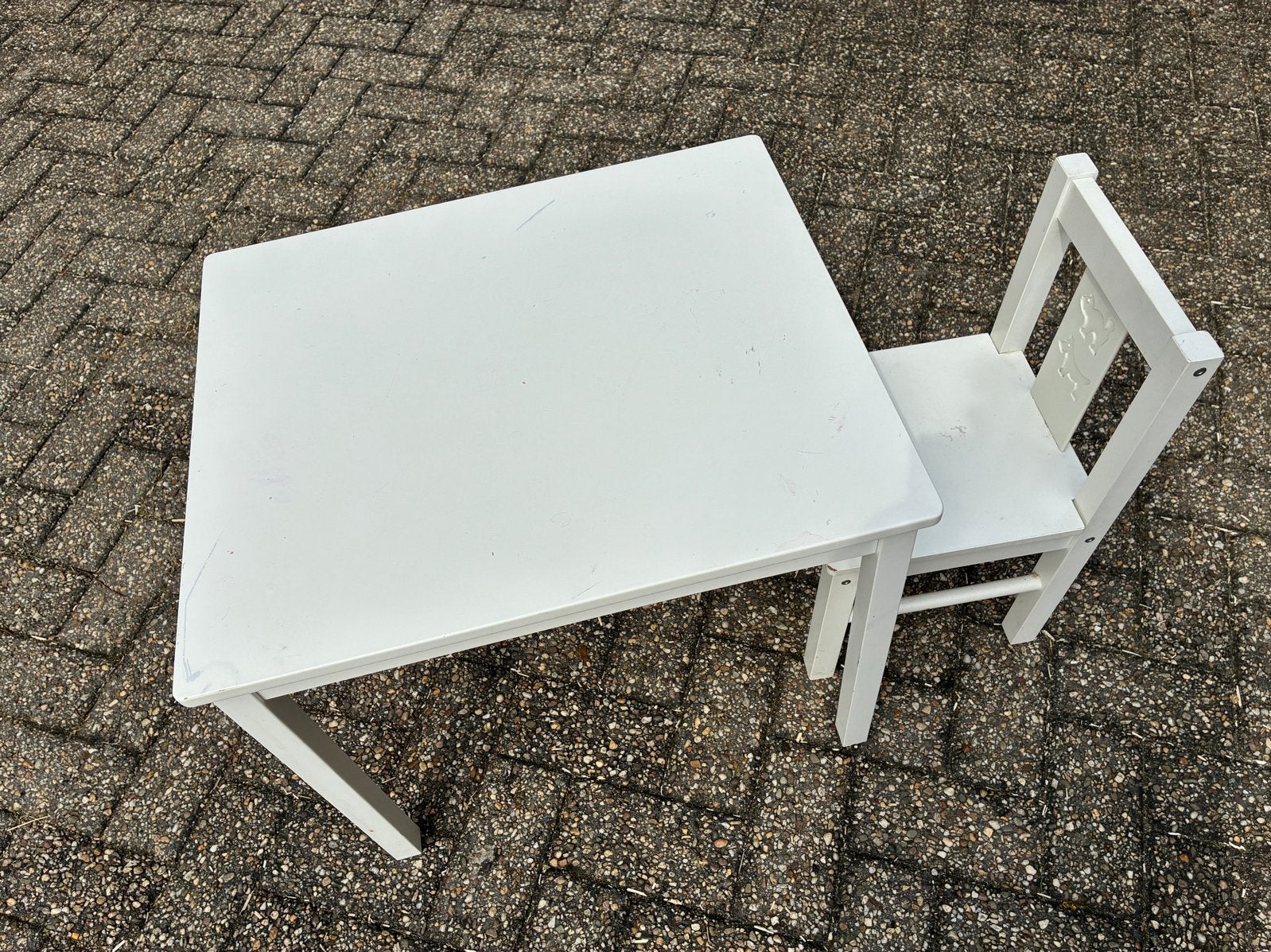 IKEA kinder tafeltje en stoel - Wit, Ophalen, Gebruikt, Tafel(s) en Stoel(en)