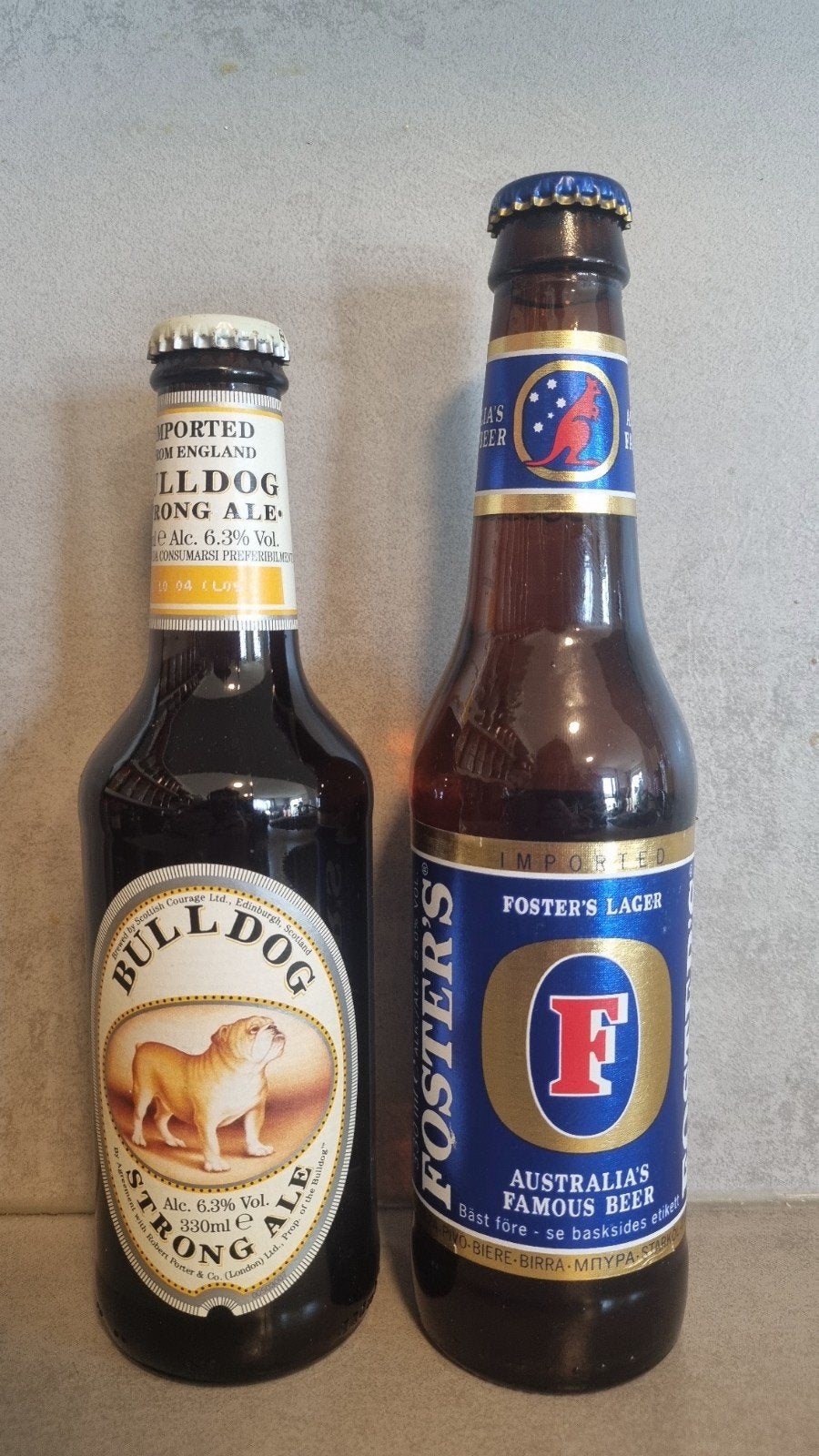 Courage, Edinburgh set: Bulldog '03 & Foster’s import '01, Verzamelen, Ophalen of Verzenden, Zo goed als nieuw, Flesje(s), Overige merken