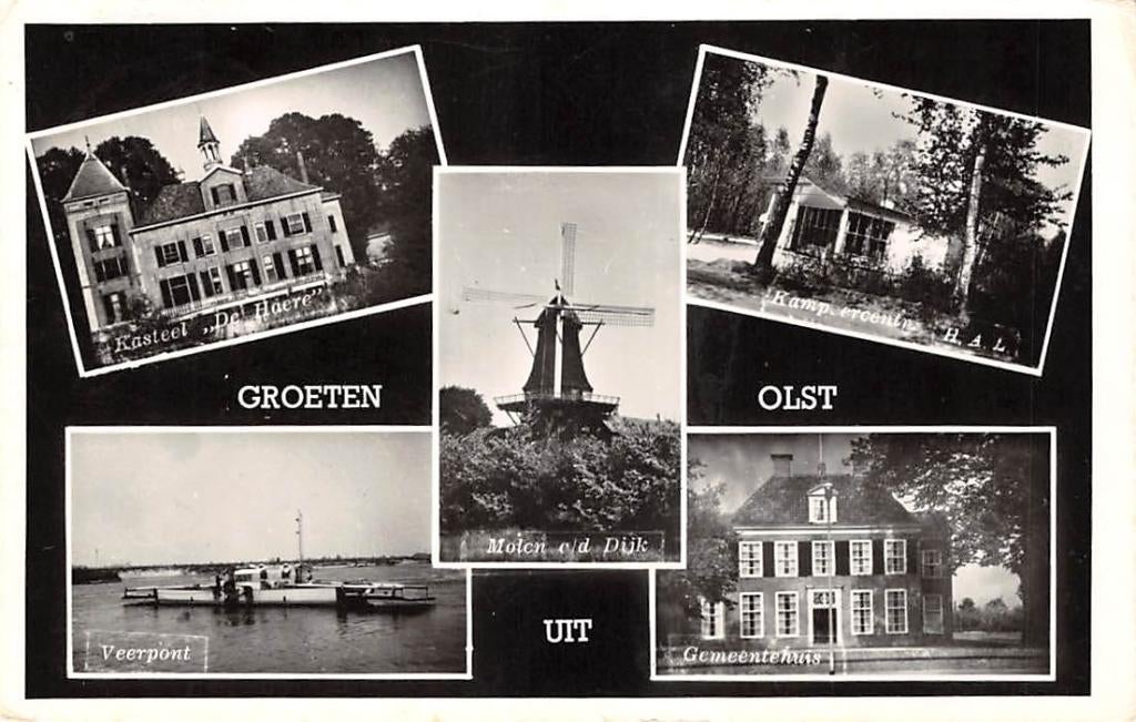 Olst Kasteel Molen Veer pont Camping Gemeentehuis 1961 Wijhe, Verzenden, 1960 tot 1980, Gelopen, Overijssel