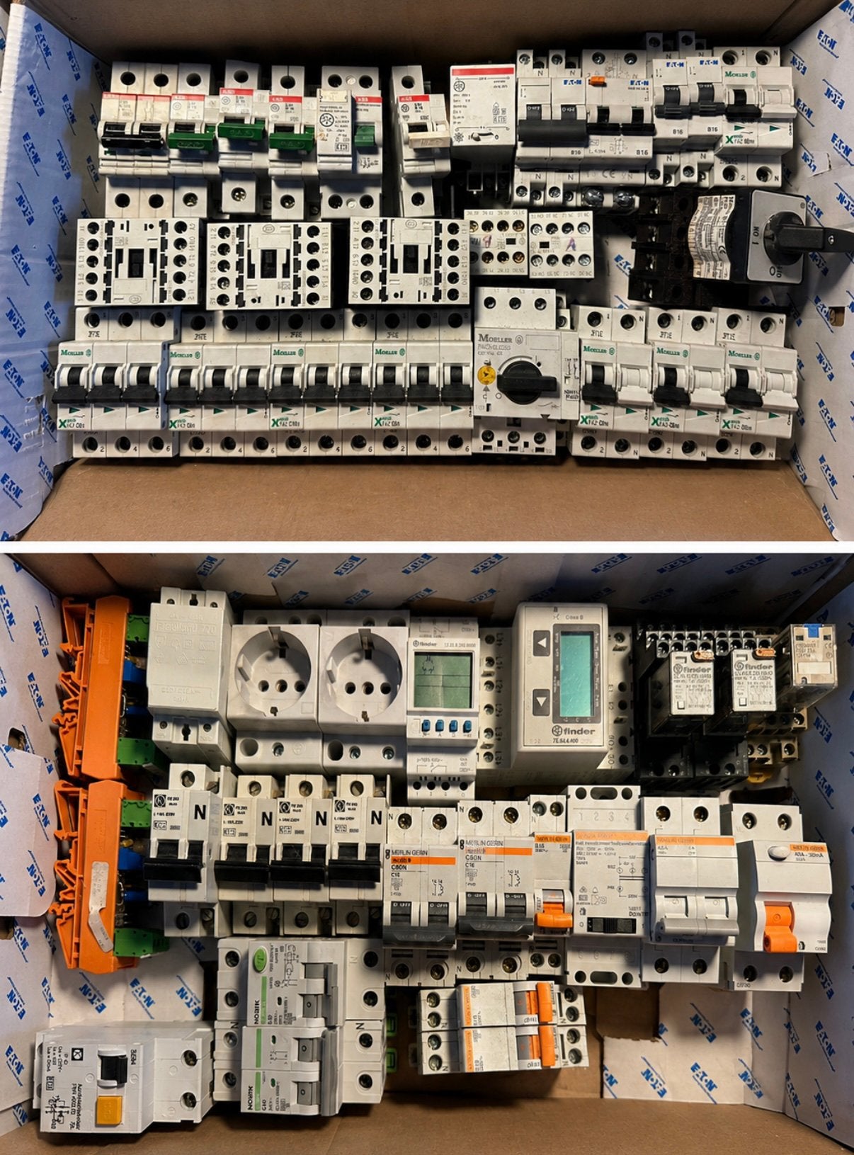 Complete partij ABB/Eaton/Finder/Moeller/Merlin., Ophalen of Verzenden, Gebruikt