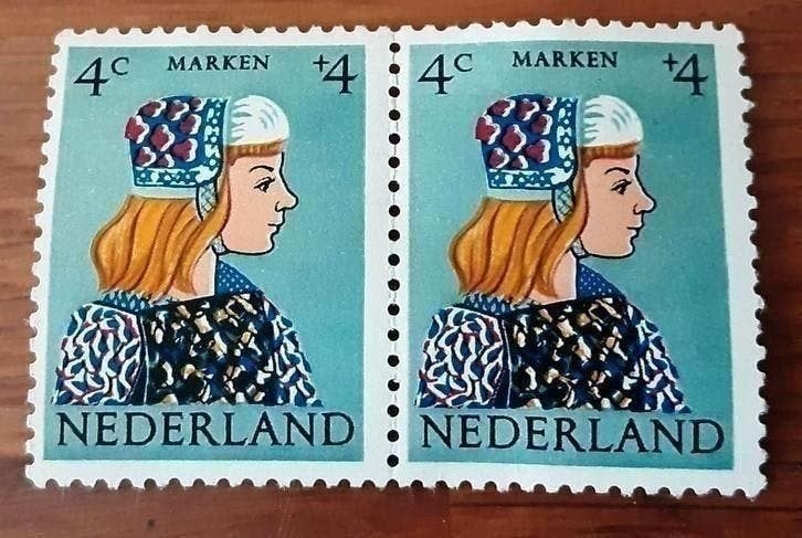 Blok van 2 kinderpostzegels van 4 + 4 cent 1960 postfris, Ophalen of Verzenden