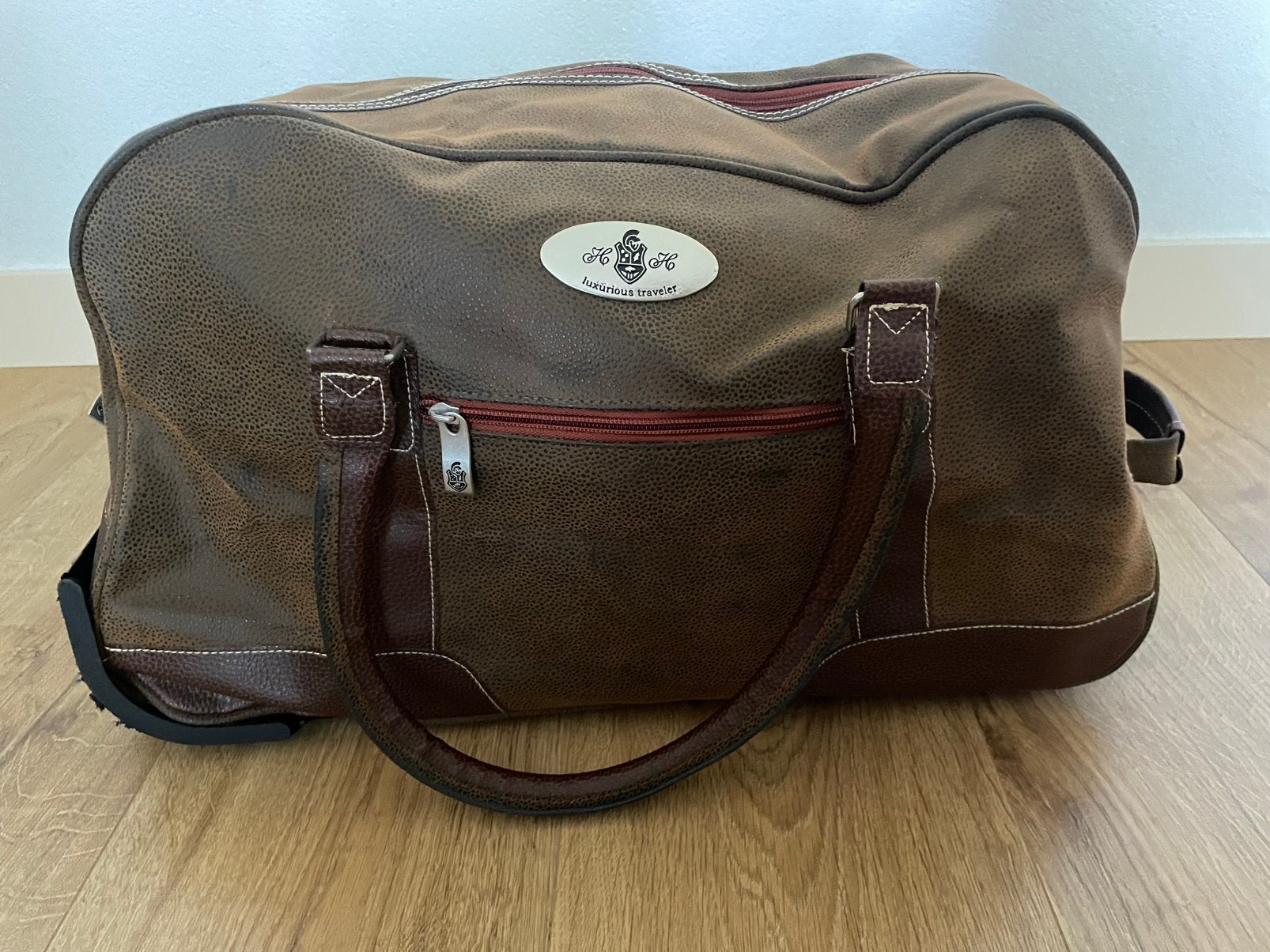 Vintage Herwalt  Stoere  Trolley - Reistas of Sporttas, Uitschuifbare handgreep, 30 cm of meer, Bruin, Minder dan 35 cm