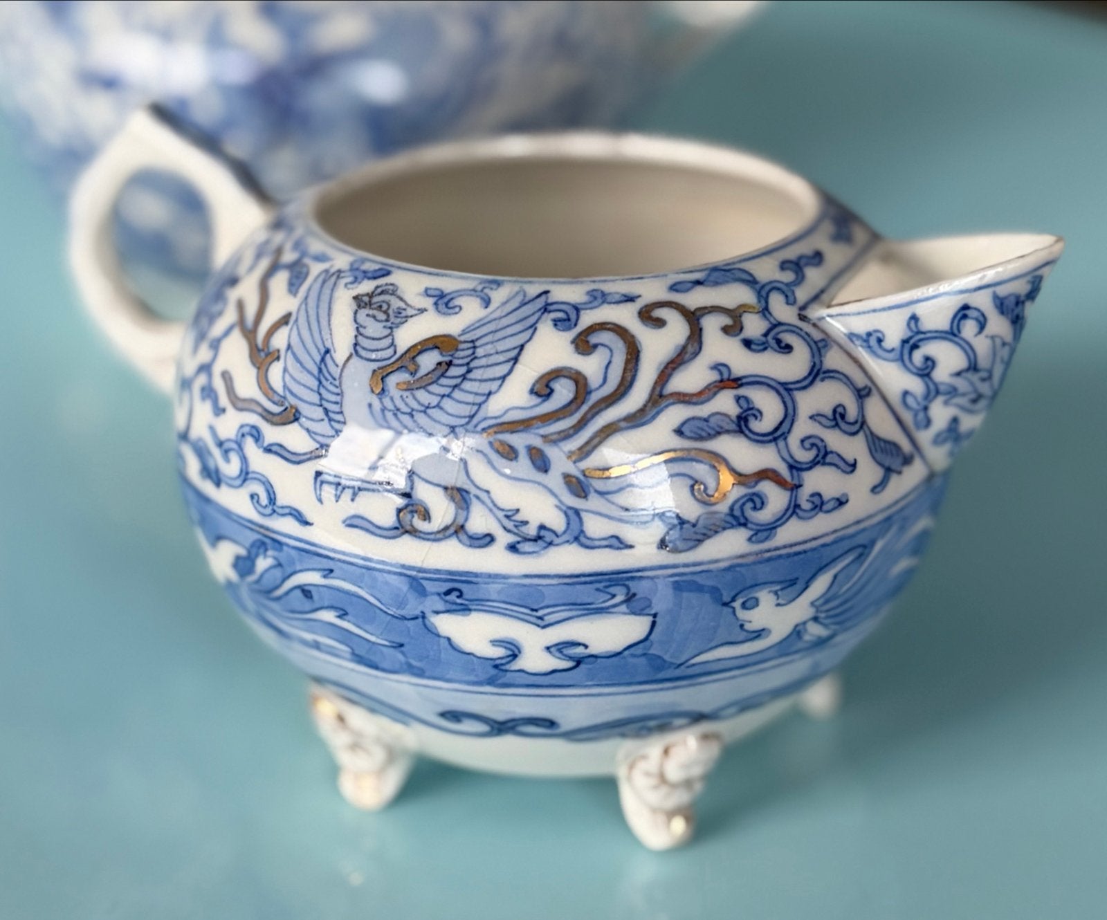 Antieke Chinese Suikerpot en Roomkan - Blauw/Wit Porselein, Antiek en Kunst, Ophalen of Verzenden