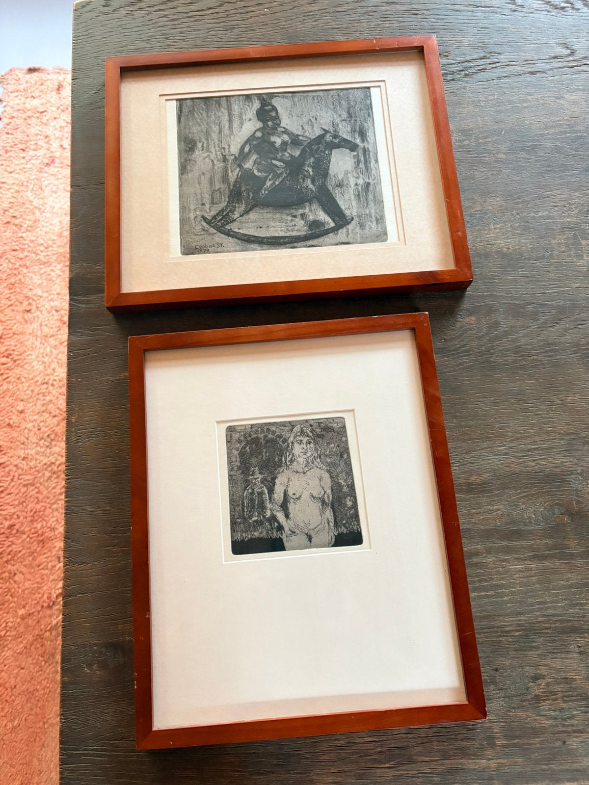 Twee ingelijste etsen van Cephas Stauthamer, 1974, Ophalen, Portret, Gesigneerd, 1950 - 1999