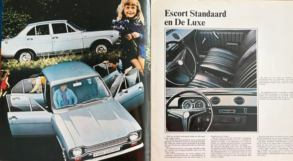 Ford Escort 4d standaard luxe GT 1970 14 pag. 27,5 / 28,5 cm, Ophalen of Verzenden, Zo goed als nieuw, Ford