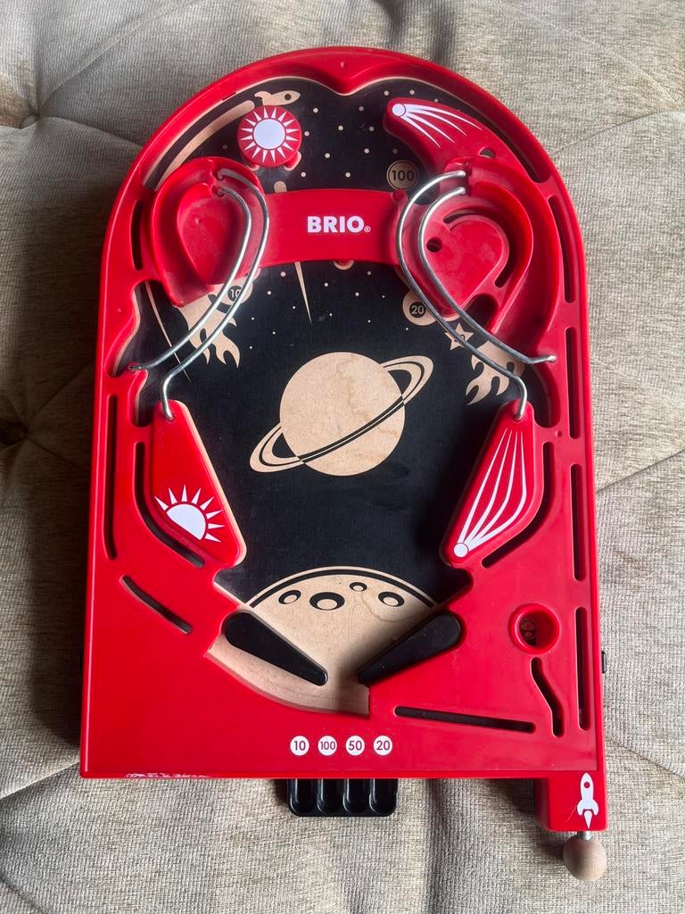 Brio Flipperkast Tafelmodel Hout en Kunstof uit Zweden., Overige merken, Mechanisch, Ophalen of Verzenden, Zo goed als nieuw