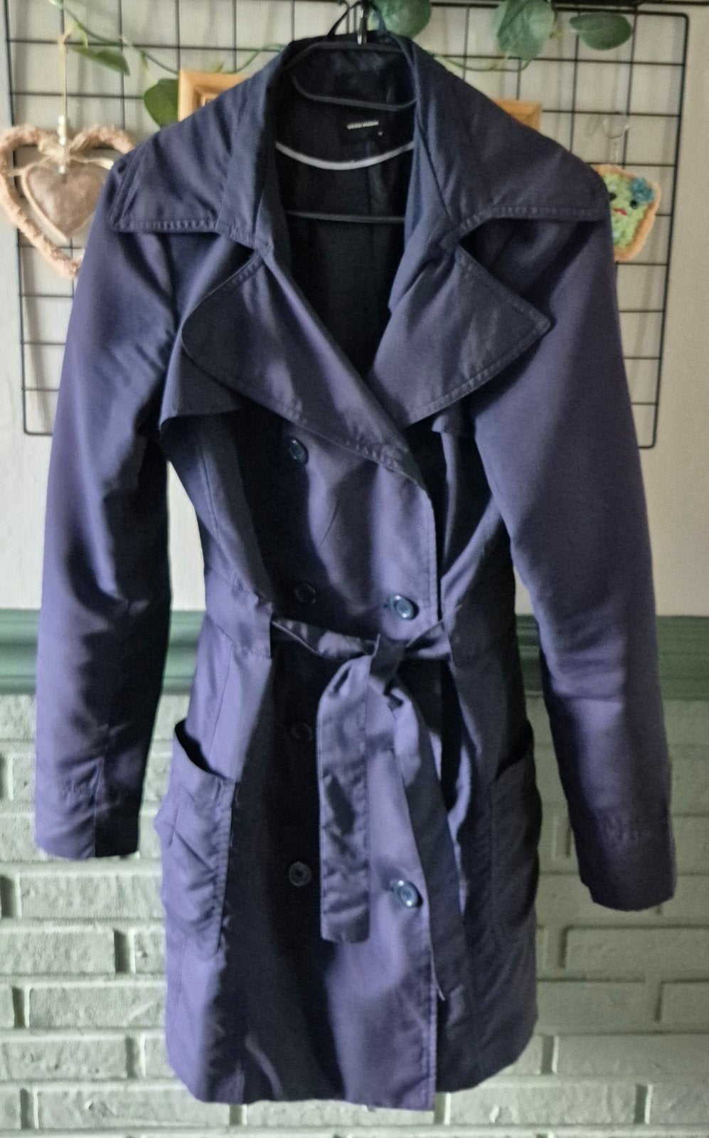 Vero Moda donkerblauwe gevoerde trenchcoat - Maat M, Maat 38/40 (M), Blauw, Vero Moda, Ophalen of Verzenden