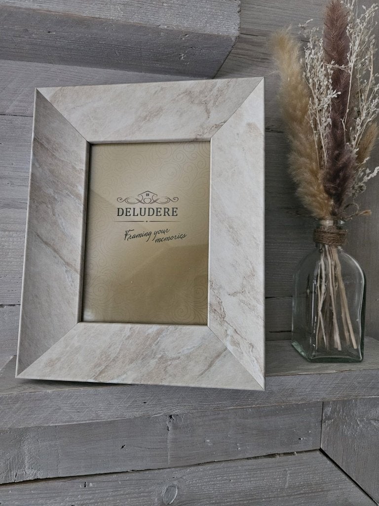 Fotolijst Deludere stone, Beige, Met glas, Nieuw, Standaard fotolijst