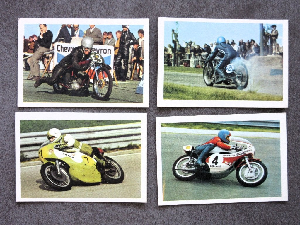 24 oude verzamelplaatjes motoren motor GP races zijspan, Ophalen of Verzenden, Gebruikt, Motoren
