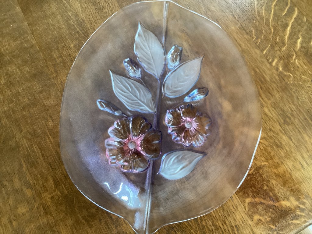 Walther Glas Bladvormige Sierschaal, Antiek en Kunst, Antiek | Glas en Kristal, Ophalen of Verzenden