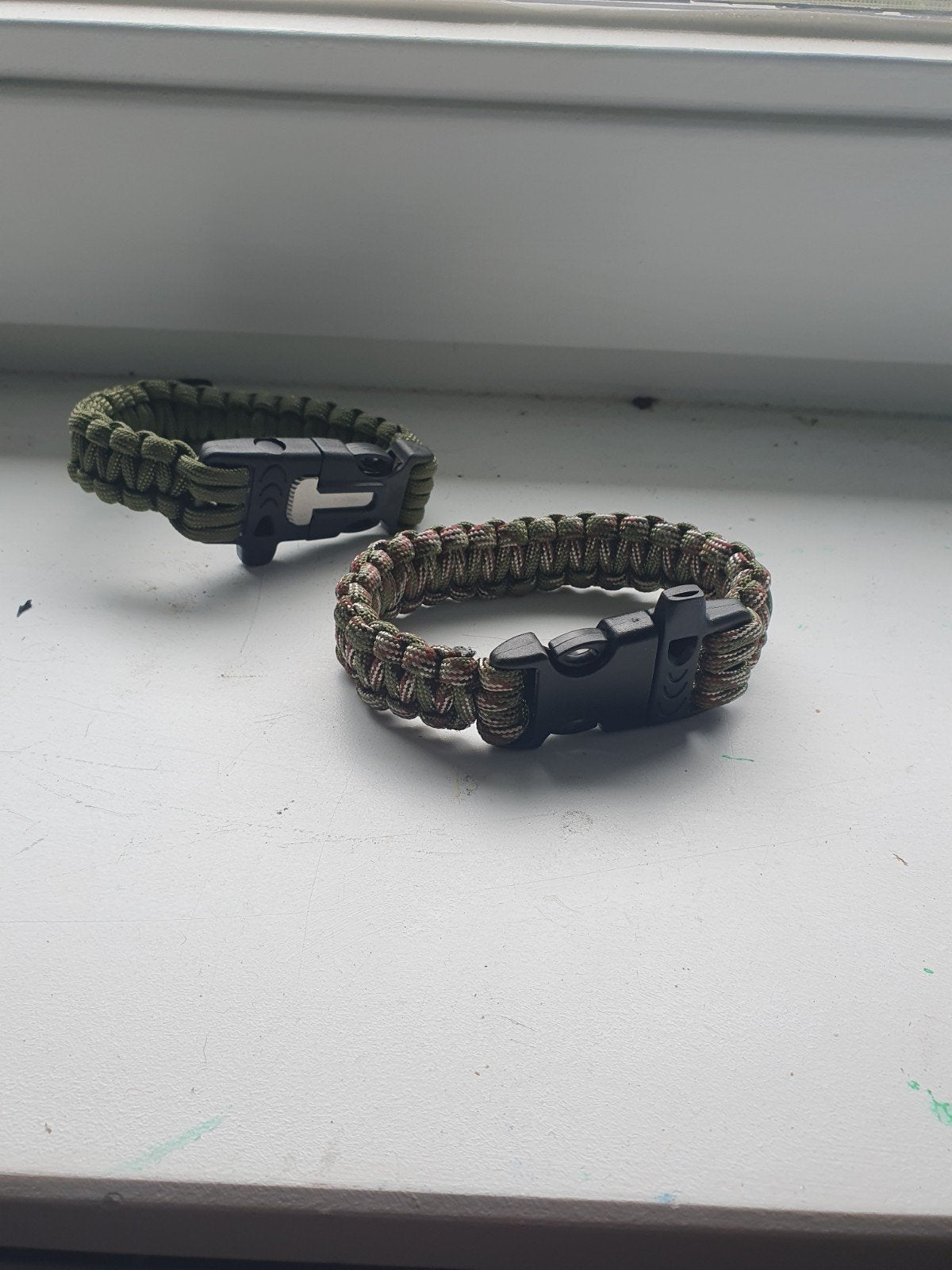 Paracord Armband met Kompas en Vuurstarter - Camouflage, Ophalen of Verzenden, Zo goed als nieuw, Groen, Overige materialen