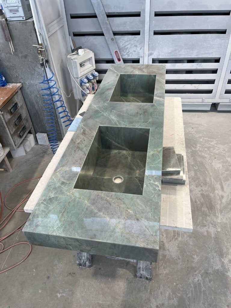Nieuw! Natuursteen wastafel Emerald Green Kwartsiet, Ophalen, Splendore, Nieuw, 50 tot 100 cm