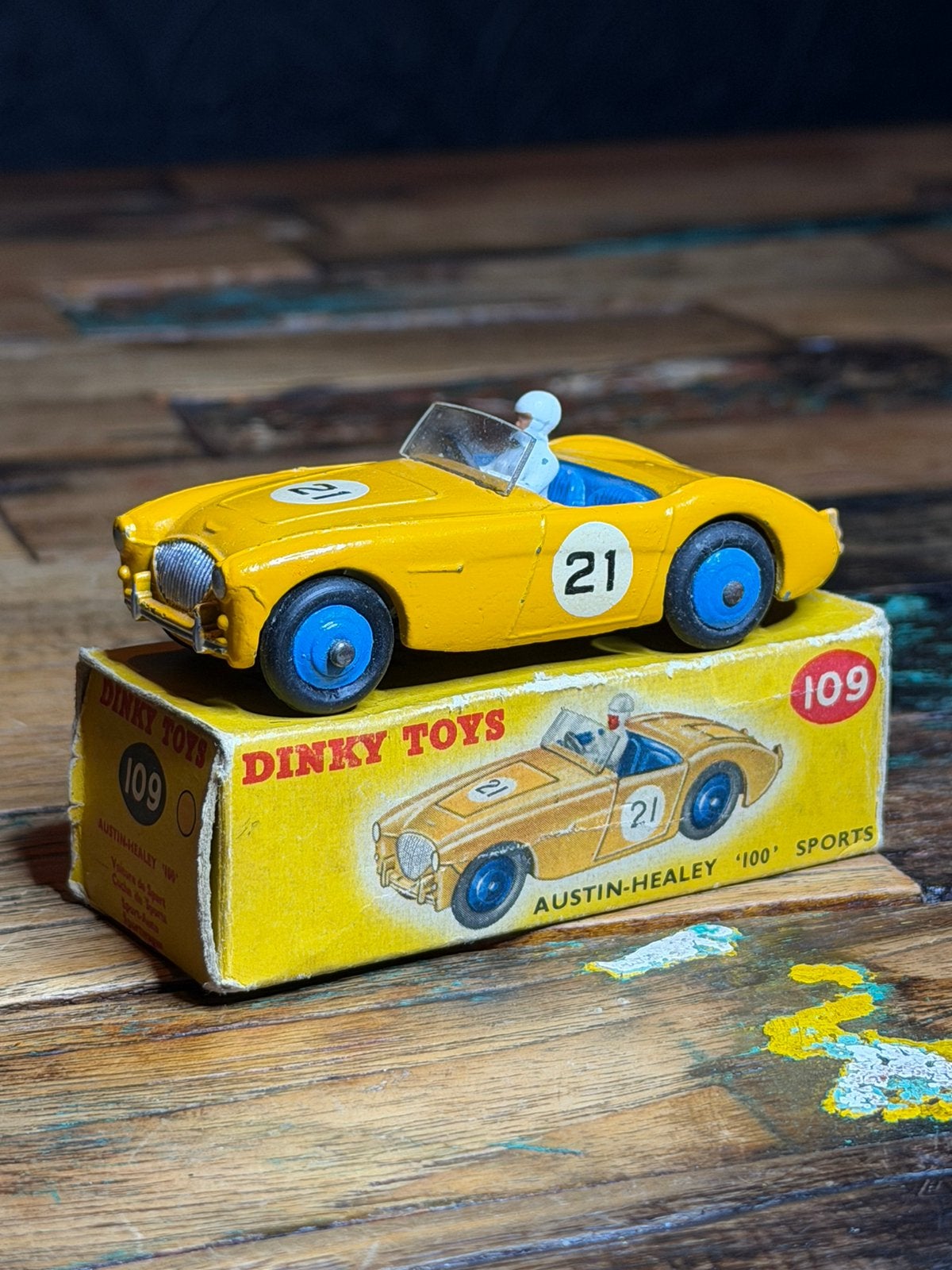 Dinky Toys 109 Austin-Healey ‘100’ Sports nr. 21 – near mint, Ophalen of Verzenden, Zo goed als nieuw, Auto, Dinky Toys