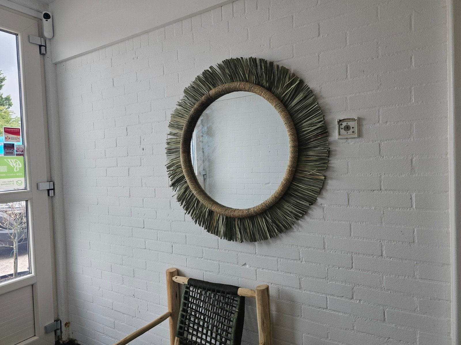 Spiegel Boho/ibiza stijl - raffia - 50cm/120cm, Huis en Inrichting, Woonaccessoires | Spiegels, Zo goed als nieuw, Info@homefriesland.nl