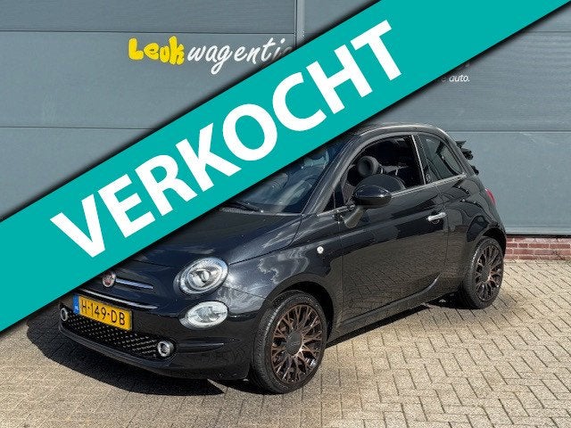 Fiat 500 C 0.9 Turbo Cabrio 120th Ed. *carplay *climate *16", Auto's, Voorwielaandrijving, Cabriolet, Leder en Stof, Zwart