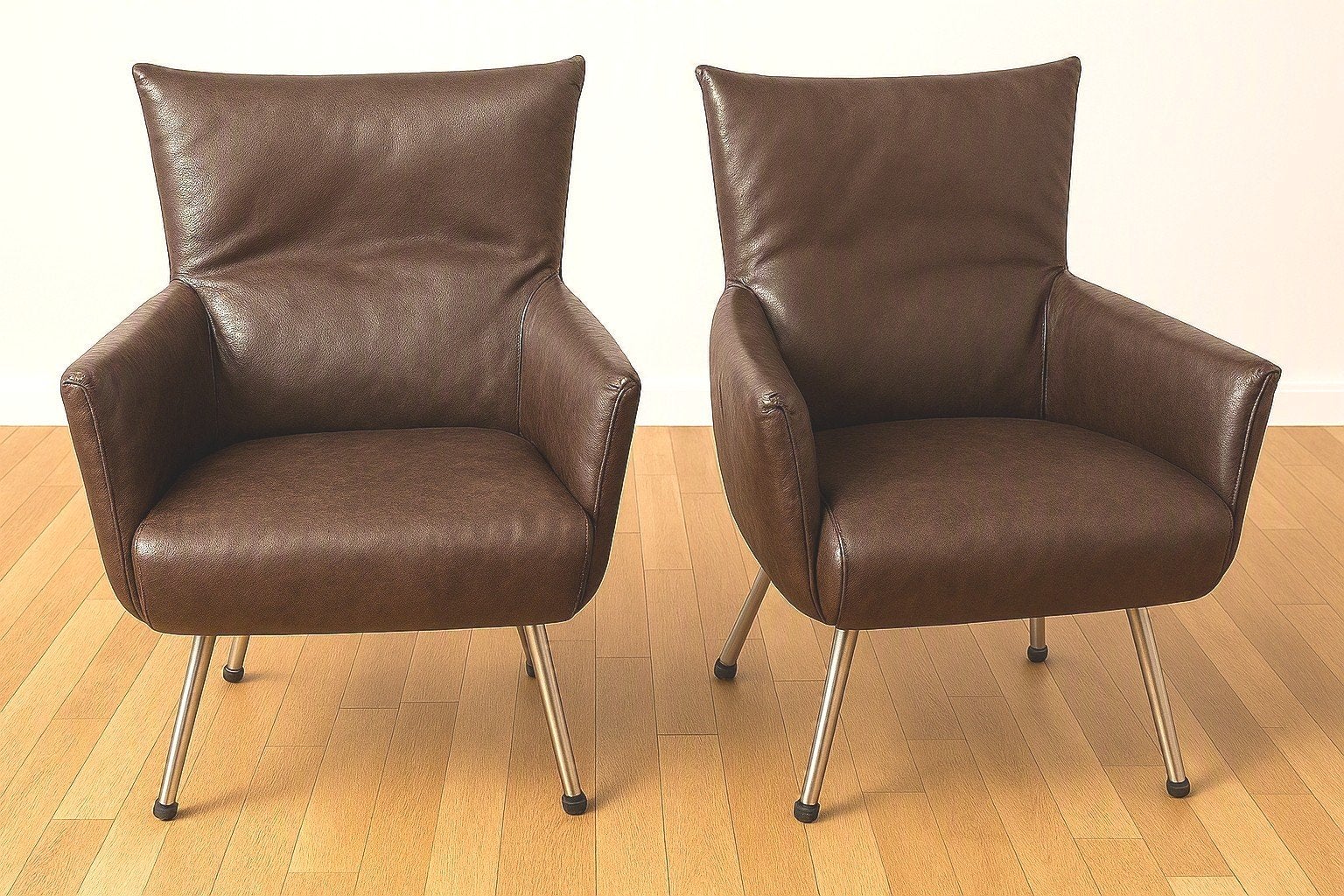 Label van den Berg Fauteuil Cheo - Buffelleer (2 stuks), Ophalen, Gebruikt, Design, Modern, 75 tot 100 cm