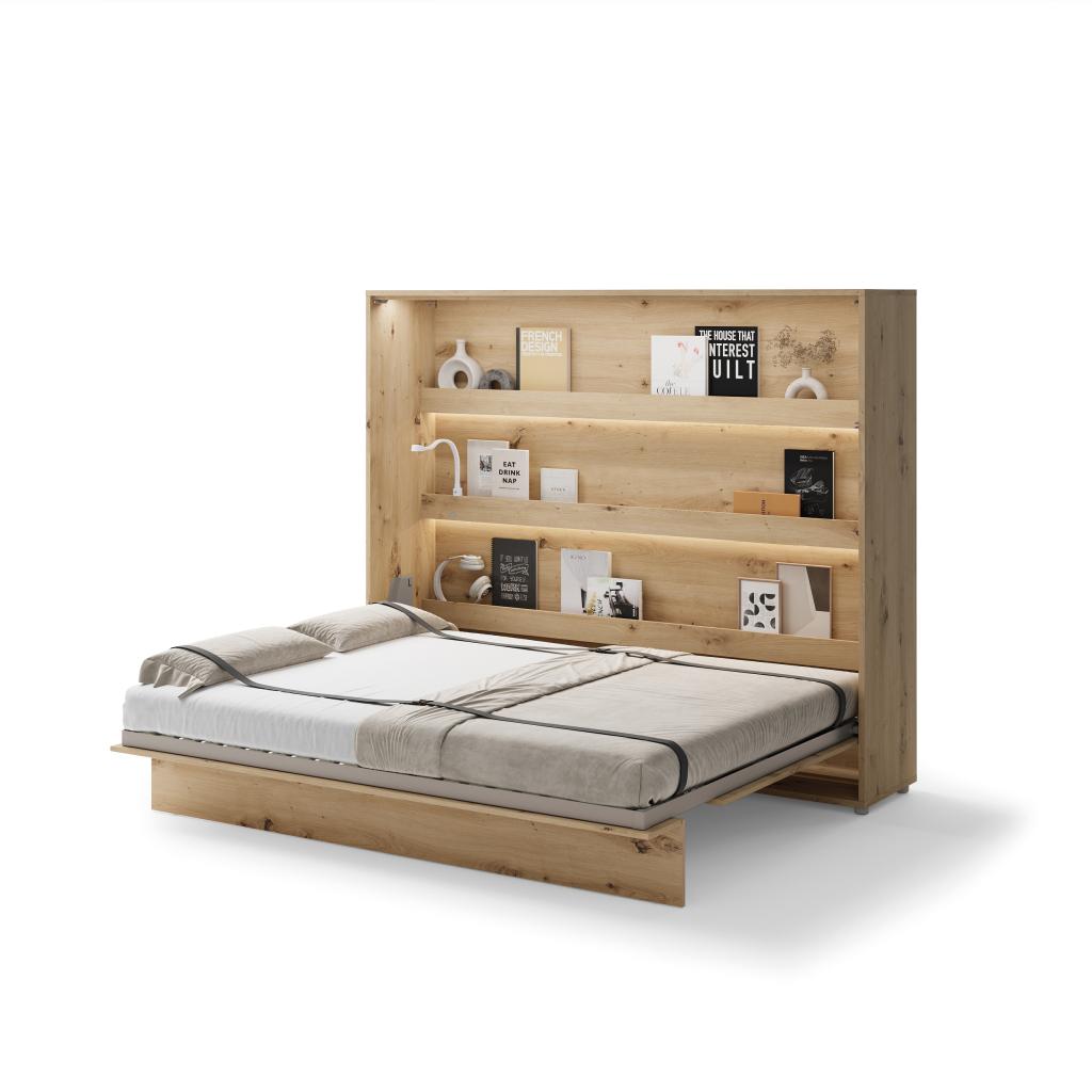 Concept opklapbed horizontaal - 160x200 - Eikenkleur, Niet ingevuld, Niet ingevuld, Niet ingevuld